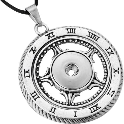 New Snap Button Necklace with Chain Roman Numerals Clock Snap Pendant Necklace fit Metal 18mm 20mm Snap Button Jewelry