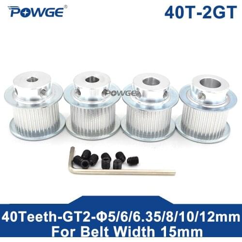 POWGE 40 Teeth 2GT Timing Pulley Bore 5/6.35/8mm for width 15mm GT2 Synchronous Belt Small Backlash 2GT pulley 40Teeth 40T