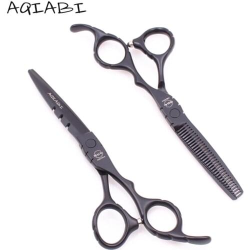 Professional Hairdressing Scissors 5.5" Stainless AQIABI Black Thinning Scissors Cutting Shears Hair Scissors Dropshipping A1010