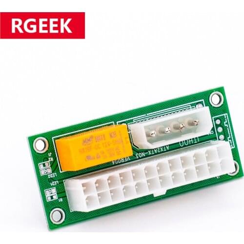 RGeek Dual PSU Adapter Power Supply Sync Adapter Add2psu ATX 24Pin To 4pin Molex Synchronous Connector Riser Cable Miner Mining