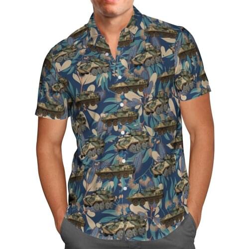 Armored car Print Short Sleeve Shirts For Men Loose Cardigan Button Shirt Plus Size Hawaiian Style Summer 2021 Ventilated Shirt0