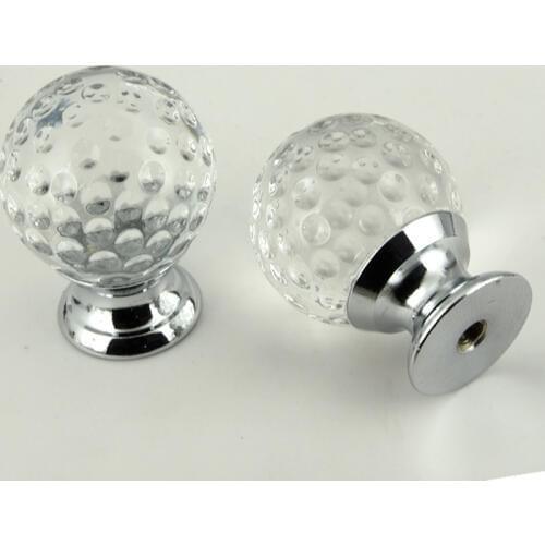 30mm glass Corn ball drawer tv cabinet shoe cabinet knobs pulls silver chrome zinc alloy glass crstal kitchen cupboard handles