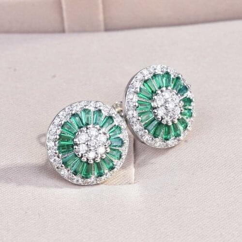DIWENFU Real S925 Sterling Silver Drop Earring Natural Emerald Jewelry for Women Fine Bizuteria Gemstone Turquoise Earrings Box