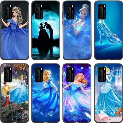 Silicone Cover Princess Cinderella For Huawei P 50 P40 P30 P20 P10 P9 P8 Pro Plus Lite E mini 2017 2019 Phone Case