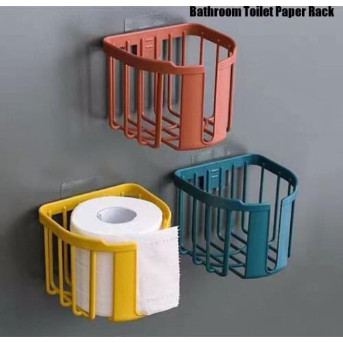 Bathroom Toilet Paper Rack Home Adhesive Organizer Rack Adhesive Storage No-Drill Leachate Capacity Holder
