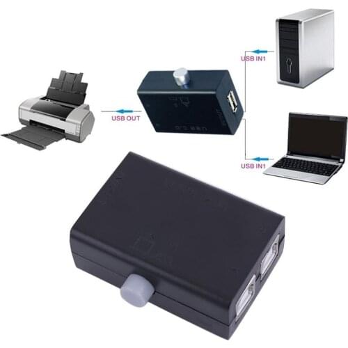 Black ABS Universal Mini USB Sharing Share Switch Box Hub 2 Ports PC Computer Scanner Printer Manual Great Promotion