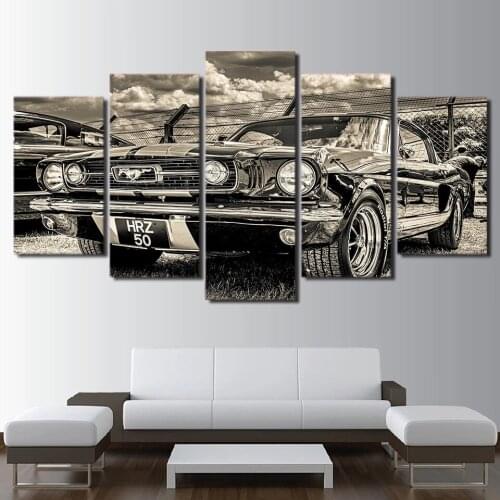 Vintage Vehicle Canvas Painting Home Decoration Five Piece Set Still Life Wall Picture for Living Room Art Posters and Prints