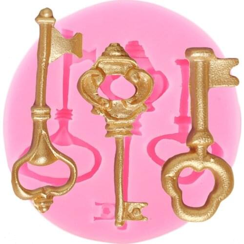Vintage Key Silicone Mold Candy Chocolate Cupcake Topper Fondant Molds Sugarcraft Cake Decorating Tools Polymer clay resin Mould