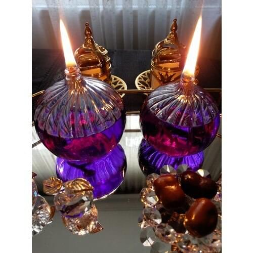 Viyale Store Carved Globe Glass Oil Lamp Dual Set
