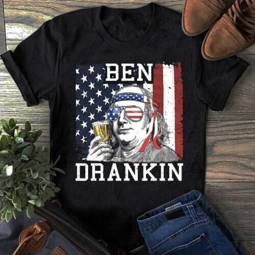 America Flag Ben Drankin Funny Party 4Th Of July T-Shirt