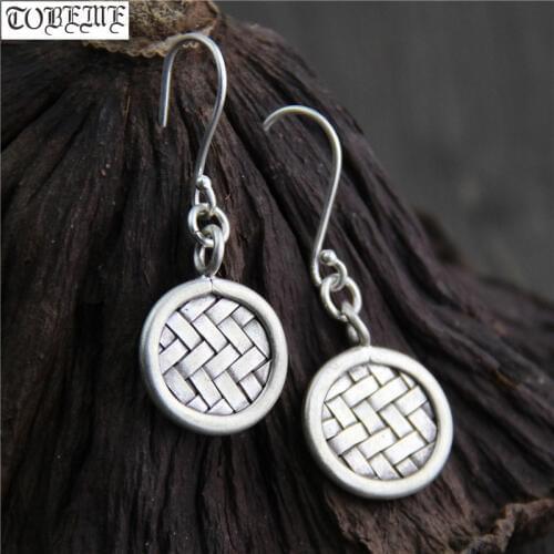 Handcrafted 100% 925 Silver Earrings Thailand 925 Sterling Women Earrings Vintage Silver Bohemia Drop Earrings