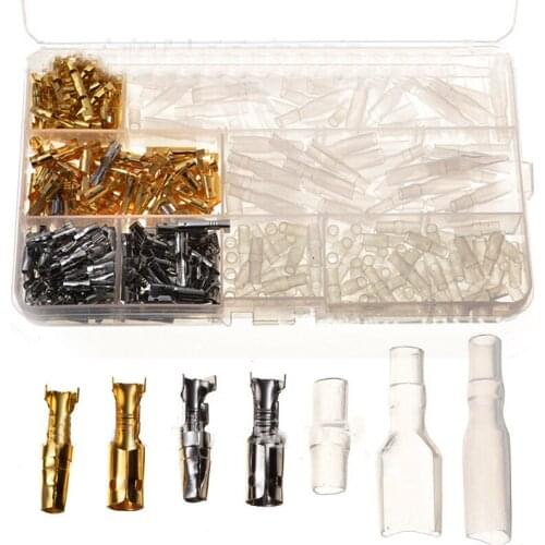 100pairs 3.9mm Motorcycle Bullet Connector Terminals Male & Female With Cover Electrical Wire Terminals Socket Assortment Kit