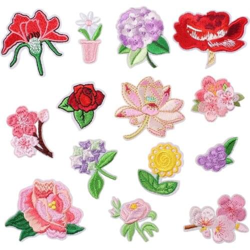 14pcs/set DIY Patches Iron-on Transfers Patches Kids Clothes Stickers A-level Washable Heat Press Applique Parches Badges Flower