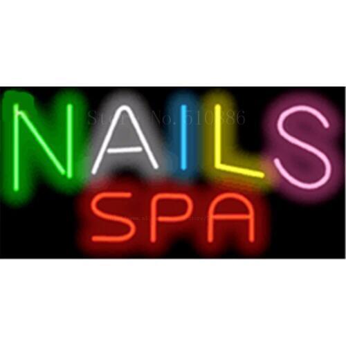 17*14" Nails Spa NEON SIGN REAL GLASS BEER BAR PUB LIGHT SIGNS store display Packing Garage Bulbs business Advertising Lights