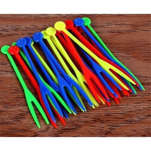 50 pcs/set Tableware Kitchen Tool Gadgets Fruit Snack Toothpick Colorful Transparent Disposable Food Picks Salad Desert Forks