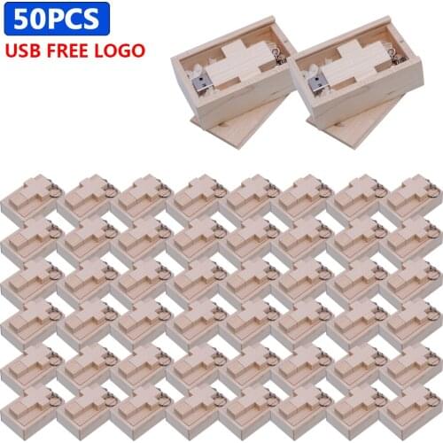 50pcs/lot hot Wooden USB flash drive pen drives Maple wood+ box pen drive 8GB 16GB 32GB 64GB memory stick custom logo for gift