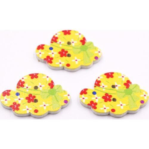 50Pcs Hat Shape Wooden Buttons Clothes Sewing Accessory DIY Scrapbooking Decor Wooden Buttons DIY Craft perfect for children