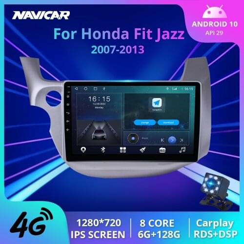 2DIN Android 10.0 Car Radio For Honda Fit Jazz 2007-2013 Car Multimedia Headunit GPS Radio Stereo Gps Navigation 2DIN DVD Player