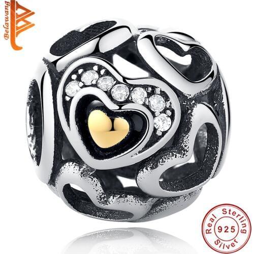 BELAWANG Authentic European Beads Charm fit Women Bracelets Bangle DIY Jewelry Christmas New Years Charm Bracelets Gift