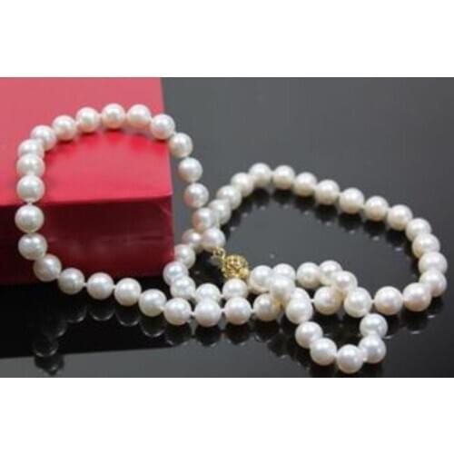 7-8MM White Akoya Cultured Pearl Necklace 18"