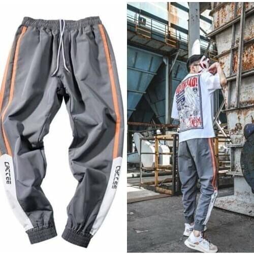 Pants Mens Korean Hip-hop Fashion Casual Pants Large Size Student Feet Pants College Style Boys Tie-foot Sports Harem Pants