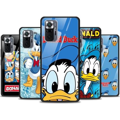 Donald Duck for Xiaomi Redmi Note 10 Pro Max 10S 9T 9S 9 8T 8 7 Pro 5G Luxury Tempered Glass Phone Case Cover