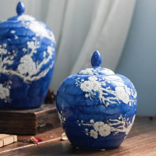 Jingdezhen Blue And White Porcelain Storage Pot Home Furnishing New Chinese Style Living Room Decoration ceramic Ginger jar vase