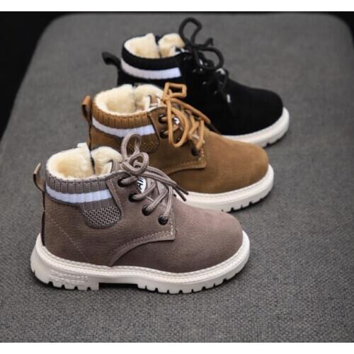Children Casual Shoes Autumn Winter Martin Boots Boys Shoes Fashion Leather Soft Antislip Girls Boots 21-30 Sport Running Shoes