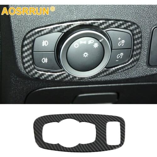 For Ford Focus 2019 MK4 Carbon Fiber Headlight Lamp Switch Button Cover Trim Interior Car Accessories Style