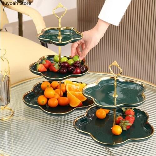 Double Ceramic Display Plate Light Luxury Candy Snacks Plate Living Room Home Dessert Table Decoration Tray Desktop Decoration