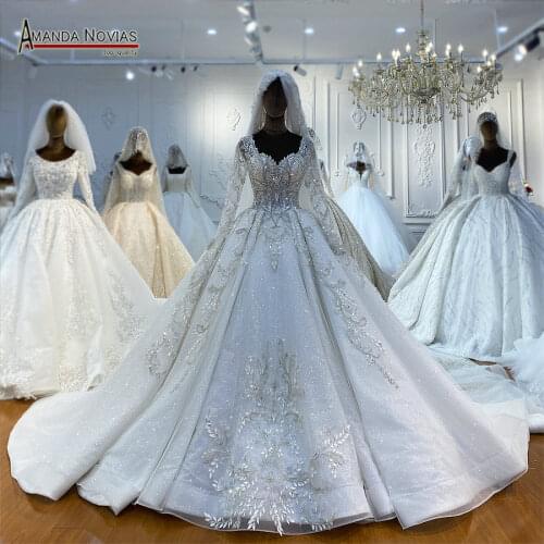 Elegant Lace Wedding Dress Real Photos With Long Sleeves