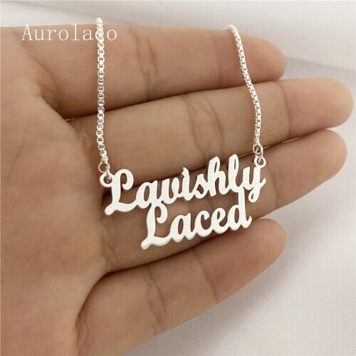 AurolaCo Customized Two Name Necklace Box Chain Personalized Stainless Steel Gold Choker Necklace For Women Jewelry Gift