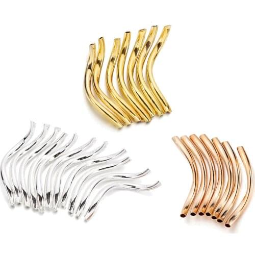 100Pcs/Lot Distortion Copper Curved Tube Spacer Beads Crimp Connectors For DIY Bracelet&Necklace Jewelry Making Accessories