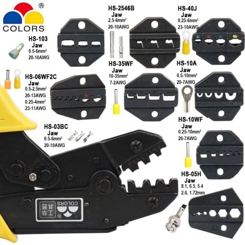 HS-03BC Plug Tube Insulation Non insulation Coaxial Cable Terminals Crimper 8 jaws Replacement Clamp Tools Kit 230mm Pliers