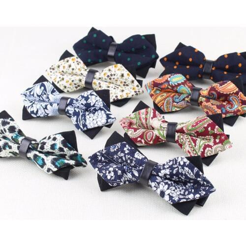 Fashion Bowties Groom Mens Plaid Striped Painted Bow Ties Double Layer For Men Butterfly Gravata Male Marriage Wedding Cravat