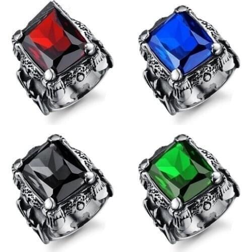 Retro Punk Men Inlaid Zircon Geometric Ring Creative Fashion Wild Birthday Gift Luxury Temperament Popular Jewelry Accessories