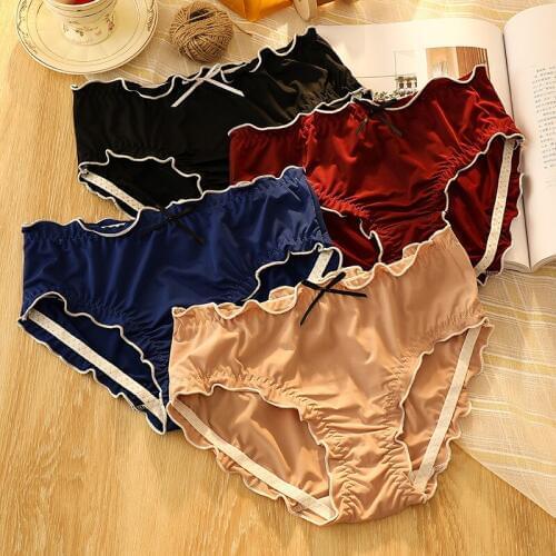 Ropa interior femenina Ice silk underwear women student girl briefs sexy panties women Bow sous vetement femme bragas mujer new