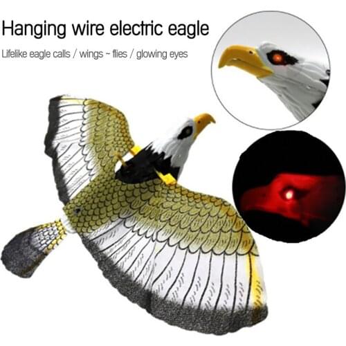 New Electric Eagle Luminous Bird Repellent Hanging With Music Flying Bird Scarer Portable Flying Owl Bird Garden Decoration