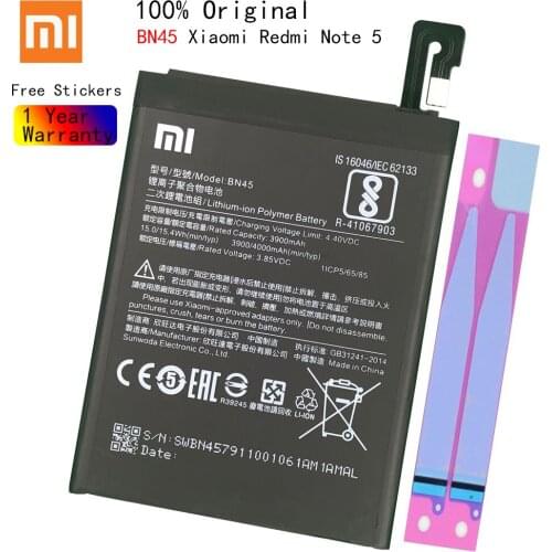 Xiao mi 100% Orginal BN45 4000mAh Battery For Xiaomi Redmi Note 5 Note5 BN45 Phone Replacement Batteries