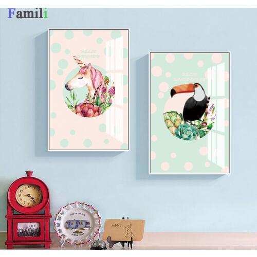 Prints Unicorn Decoration Bedroom Nursery Wall Art Canvas Posters And Painting Nordic Kids Style Pictures Decor Baby Gift