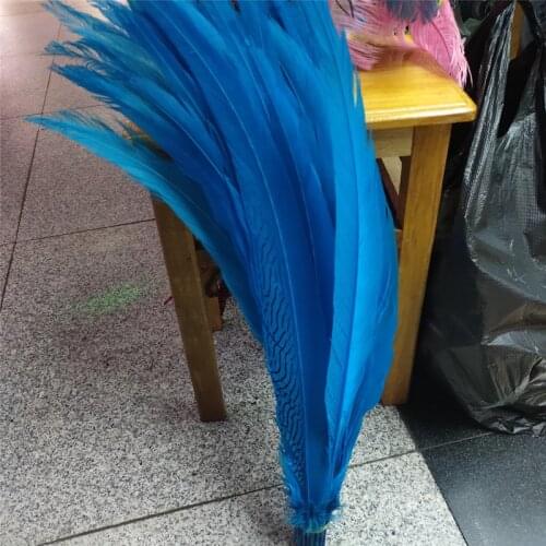 Beautiful sky blue tail feathers 40-80 cm /16-32 inches Lady Amherst silver chicken feather stage performance decoration