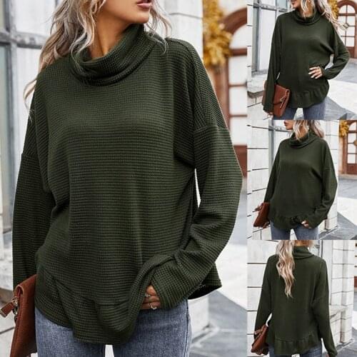 Casual Pullovers Women Long Sleeve Turtleneck Autumn Winter Clothes Female Loose Streetwear Blouses and Tops