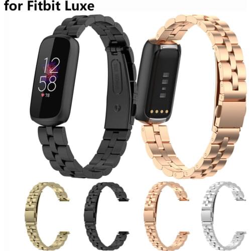 Straps Compatible with Fitbit Luxe Smartwatch Solid Stainless Steel Women Men Wristband Metal Watch Link Band for Luxe