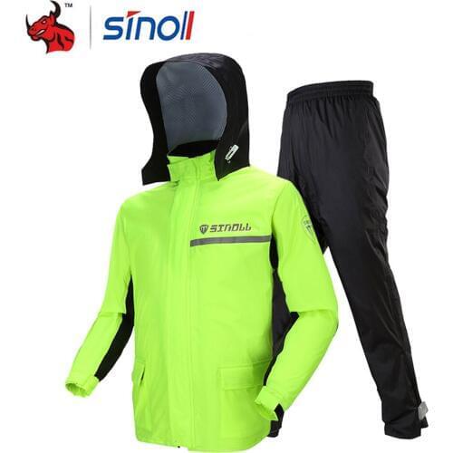 SINOLL Waterproof Raincoat+Rain Pants Poncho Motorcycle Rain Suit Motorcycle Rain Jacket Riding Motorbike Scooter Rain Coat