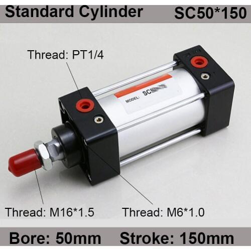 SC50*150 SC Series Standard Air Cylinders Valve 50mm Bore 150mm Stroke SC50-150 Single Rod Double Acting Pneumatic Cylinder