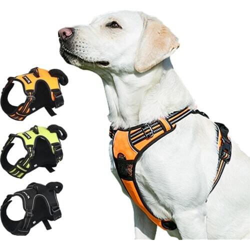 Pet Reflective Nylon Dog Harness No Pull Adjustable Medium Large Naughty Dog Vest Safety Vehicular Lead Walking Running