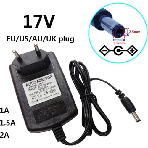 17V 1.5A 1500mA Universal 17 V Volt Power Adapter Supply AC/DC 110V 240V Adaptador Adaptor EU US AU UK Plug 5.5*2.5mm