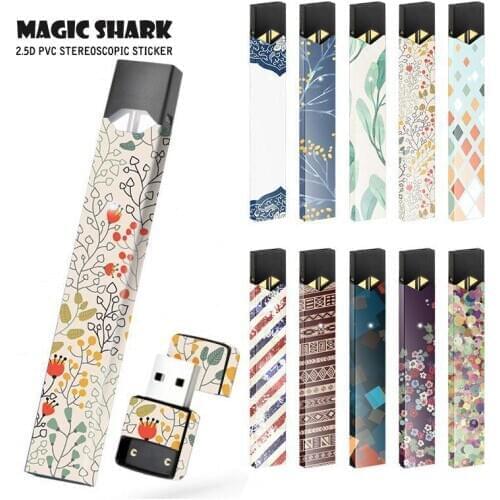 Magic Shark Magick Shark New China Tribal Leaf Film Stereo Sticker Skin Case Cover For Juul Electronic Cigarette Sticker