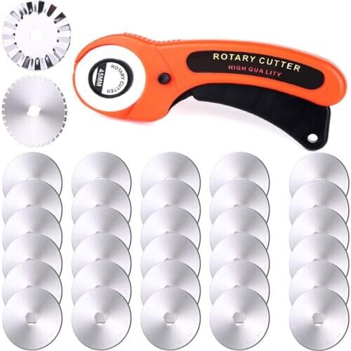 LMDZ 45mm Rotary Cutter With Replacement Blades Leather Fabric Cutting Tool for DIY Patchwork Sewing Quilting Fit Olfa Cut