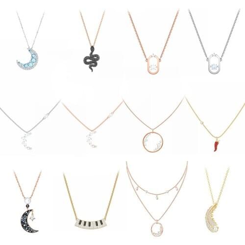 High Quality Necklace With Golden Feathers Chilli Crystal And Blue Crescent For Womens Festivals Merry Christmas Colar Jewelry